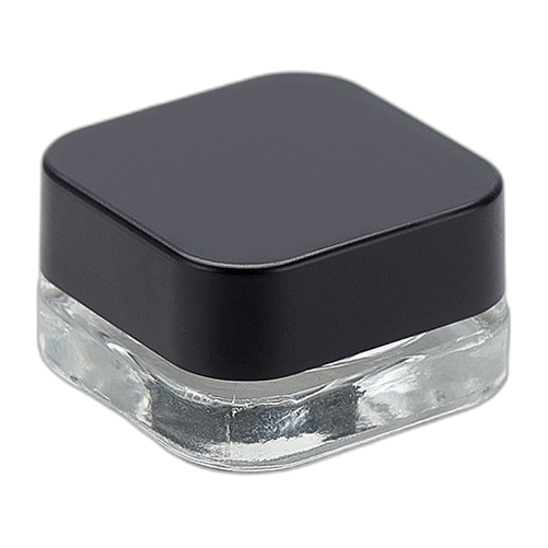 Square Glass Dab Container — Black Lid